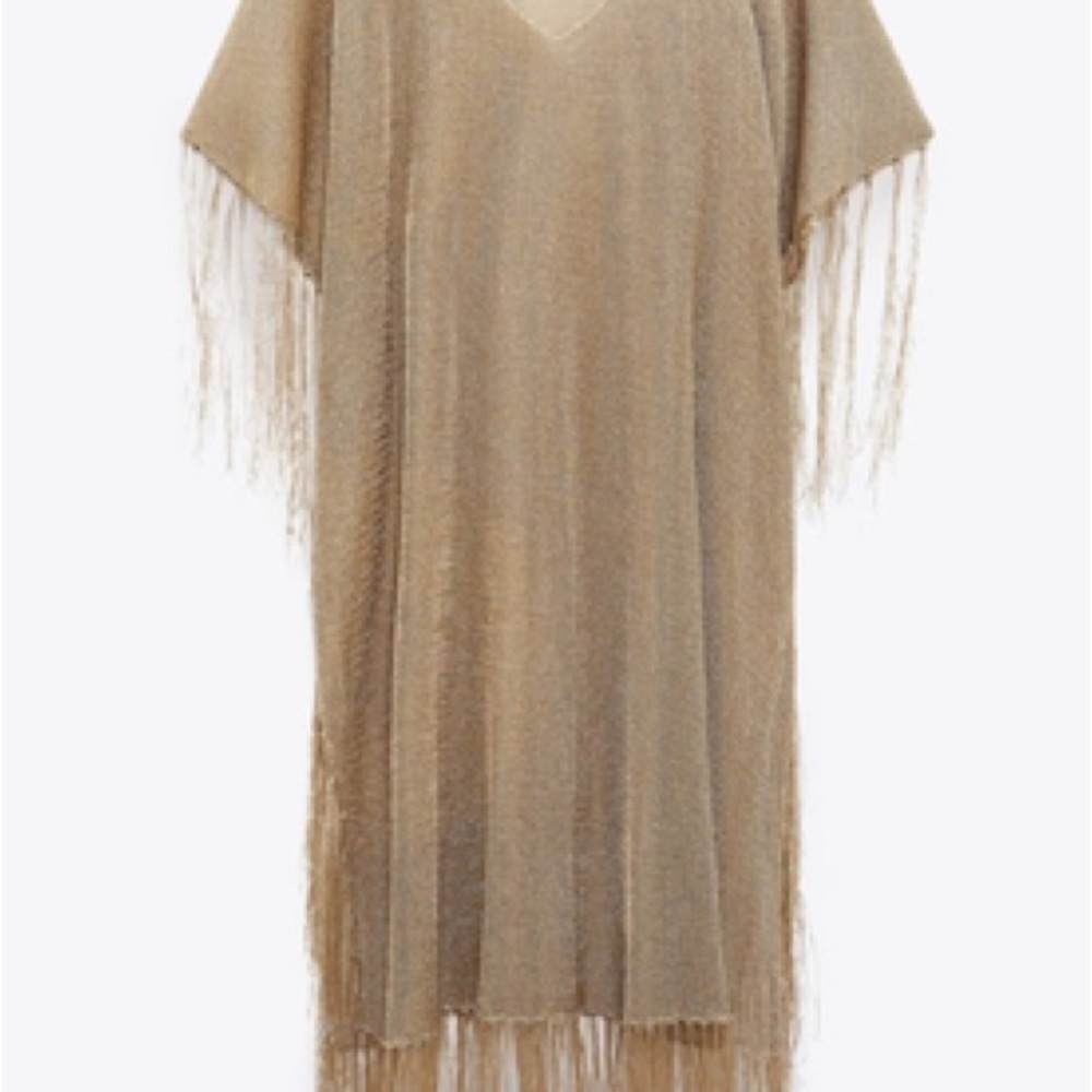 Zara Gold Fringe Dress M worn once